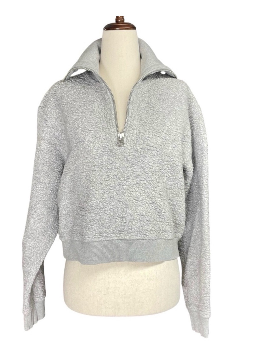 Acne Studios Branca Wool Fleece Grey Quarter Zip Sweater Sz M - Picture 2 of 7